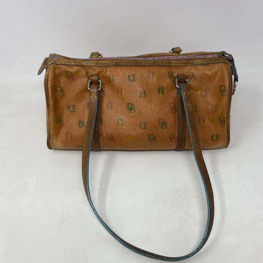 Dooney & Bourke Leather Monogram Barrel Shoulder Bag Pink Satchel Y2K
